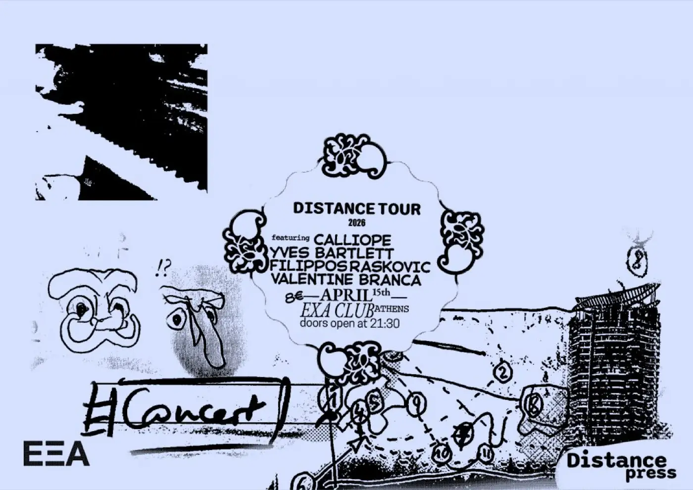 Tournée Distance en Grèce 2026 — événement — avril 2026 — Grèce — avec Calliope, carzoon, Filippos Raskovic, Liffipos… — photo 1 sur 1 — Distance Press